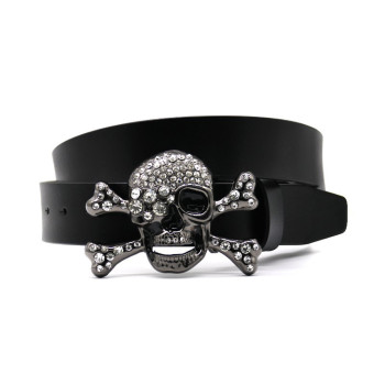  Metallic Rhinestone Belt with Skulls and AB Rhienstones