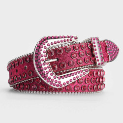 Sequin Rhinestone Diamond Full Waist Crystal PU Leather Belt