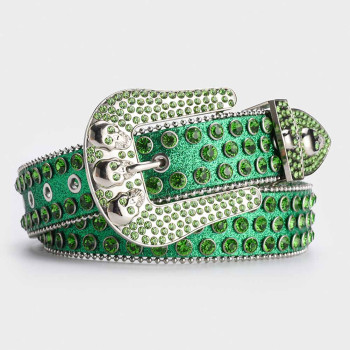  Metallic Rhinestone Belt with Skulls and AB Rhienstones