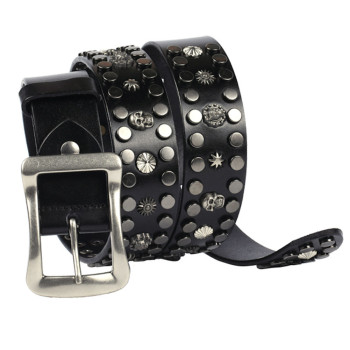  Metallic Rhinestone Belt with Skulls and AB Rhienstones