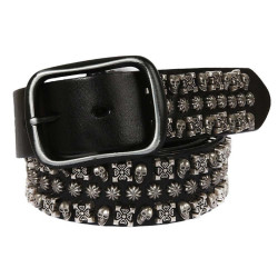 Real Leather Waist Skeleton Studded Cowhide Belts with Unique Stylish Buckle