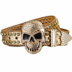 Skull Head Decorative Punk Hip Hop Trend Rhinestone Belt