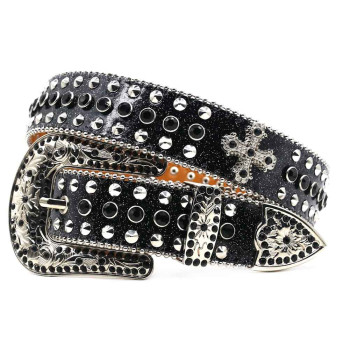  Metallic Rhinestone Belt with Skulls and AB Rhienstones