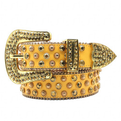 Golden Riveted Rhinestone Belt