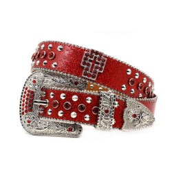 Trendy Red Punk Style Rhinestone Inlaid Belt