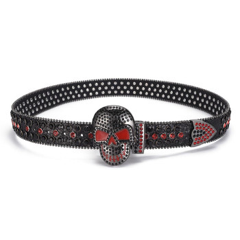  Metallic Rhinestone Belt with Skulls and AB Rhienstones