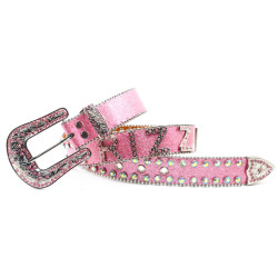 Rhinestone Belt with Floral Cross Alloy Pin Buckle