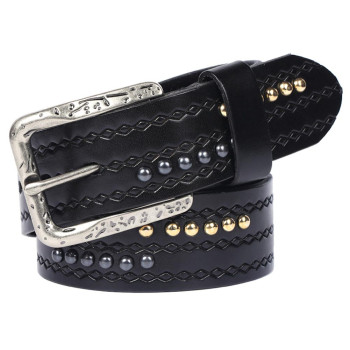  Metallic Rhinestone Belt with Skulls and AB Rhienstones