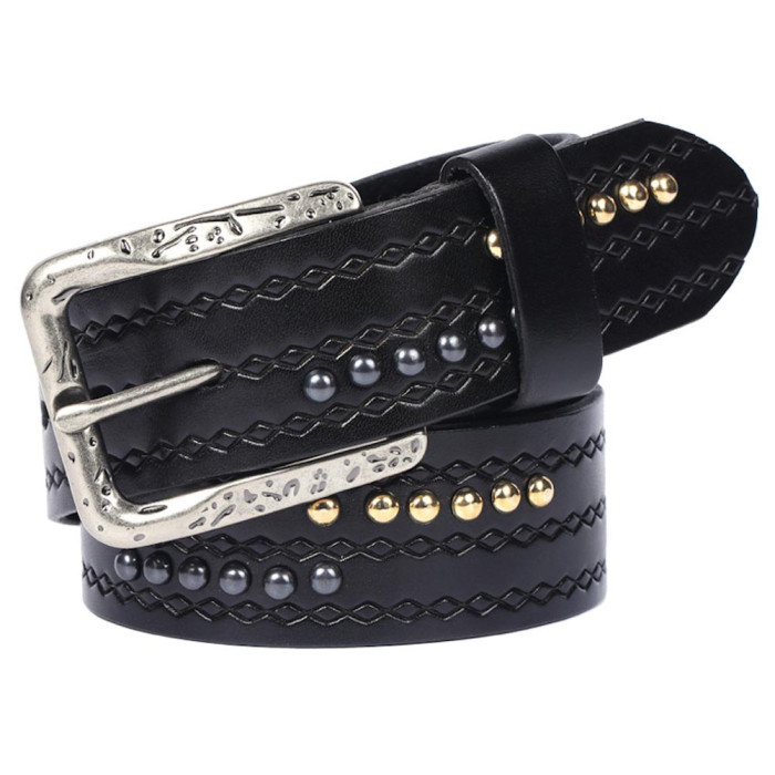 Men's Genuine Leather Dress Belt - Single Prong Pin Buckle Designer Waistband