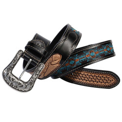 Genuine Leather Western Hand Tooled And Multi Printed Floral Belts