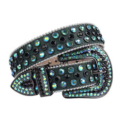 Vintage Leather Strap with Bling Diamond Luxury Buckle Rhinestones Belts