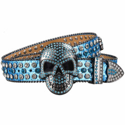 Punk Style Crystal Waist Seal Personalized Buckle Skull Rhinestone Belt