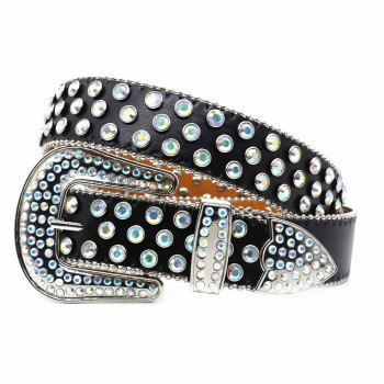  Metallic Rhinestone Belt with Skulls and AB Rhienstones