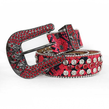  Metallic Rhinestone Belt with Skulls and AB Rhienstones