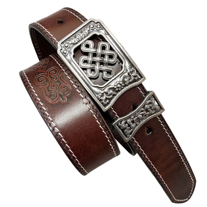 Western Embossed Cowboy and Cowgirl Belts with Scroll Buckle for Jeans