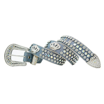  Metallic Rhinestone Belt with Skulls and AB Rhienstones