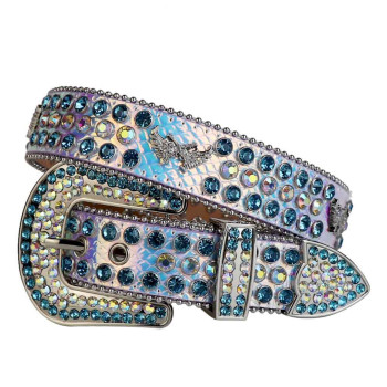  Metallic Rhinestone Belt with Skulls and AB Rhienstones