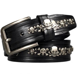 Punk Skull Shape Rivet Studded Leather Belt