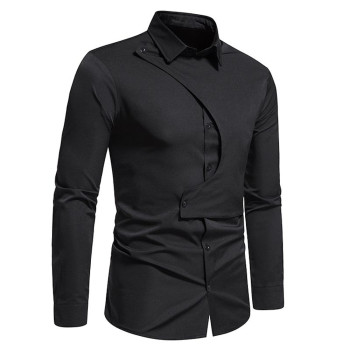 Men's Asymmetrical Dress Shirt Black