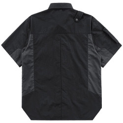 Men's Punk Shirt Short Sleeve with Strap and Zipper Pockets