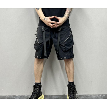 Men's Punk Shorts with Zippers and Straps Black