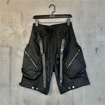 Men's Punk Shorts with Zippers and Straps Black
