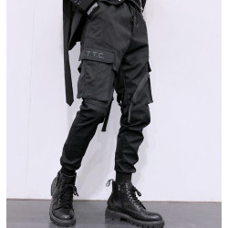 Men's Punk Pants with Side Pockets Black