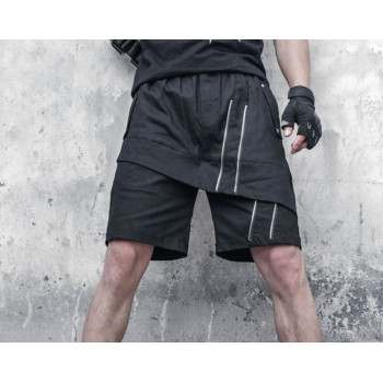 Men's Punk Shorts Asymmetric Zippers Black