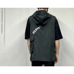 Men's Edgy Vest with Hoodies and Asymmetrical Zipper Black