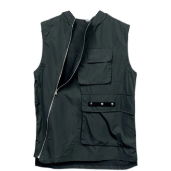 Men's Edgy Vest with Hoodies and Asymmetrical Zipper Black