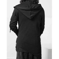 Punk Hoodie with Asymmetrical Zipper Black