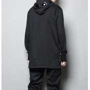 Men's Edgy Hoodie with Zippers and Front Pockets Cotton Black