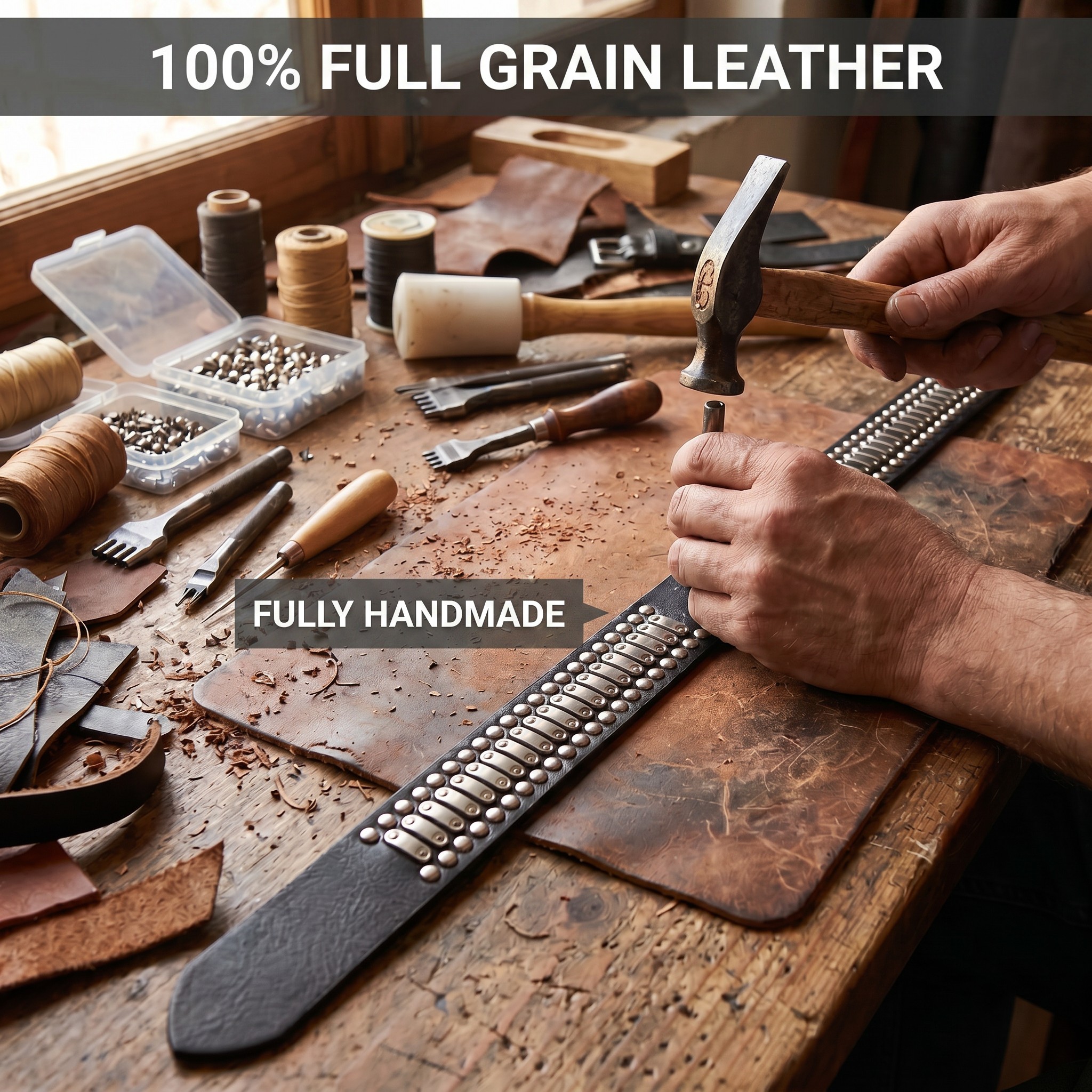 hand made studded belt