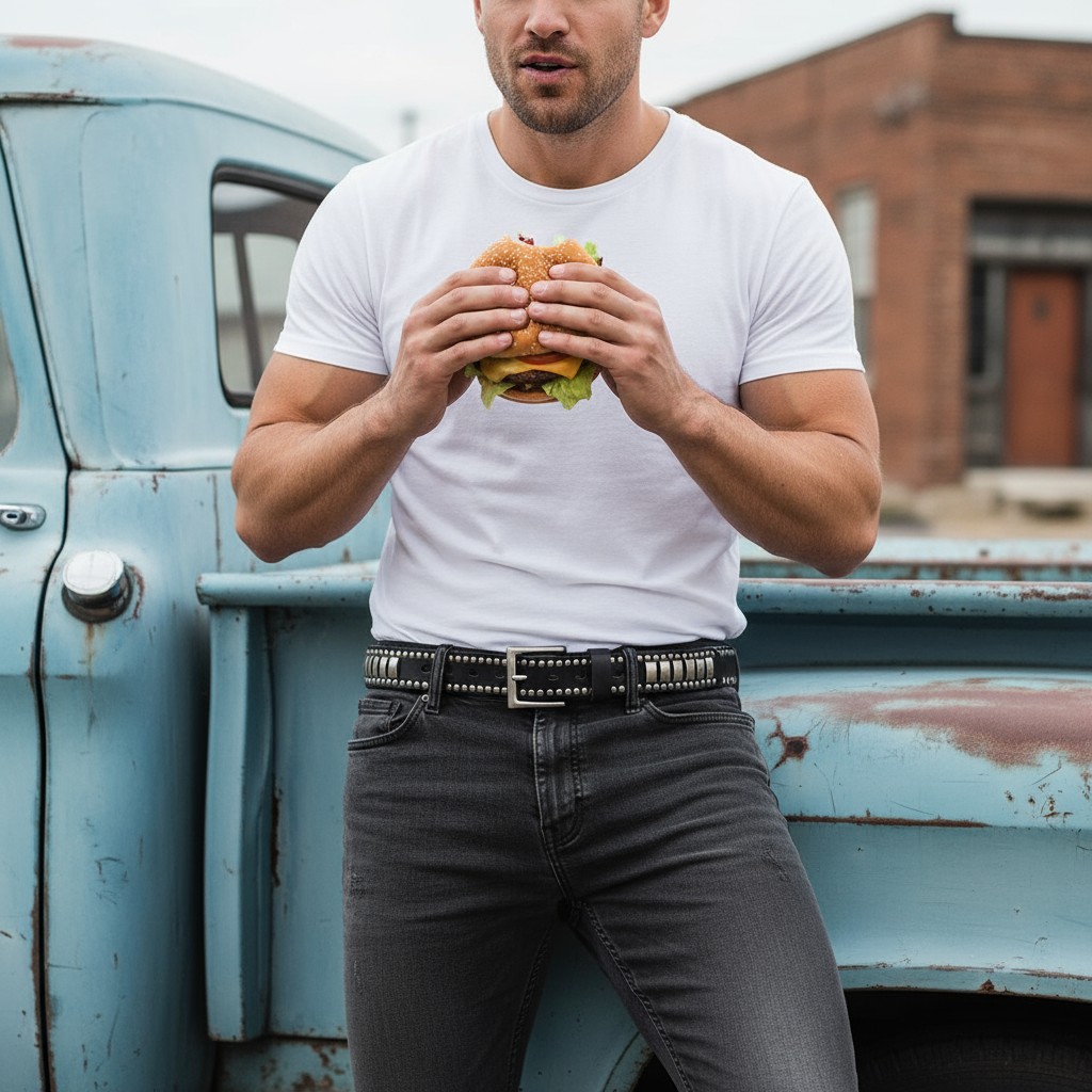 mens rockstar studded belt real leather