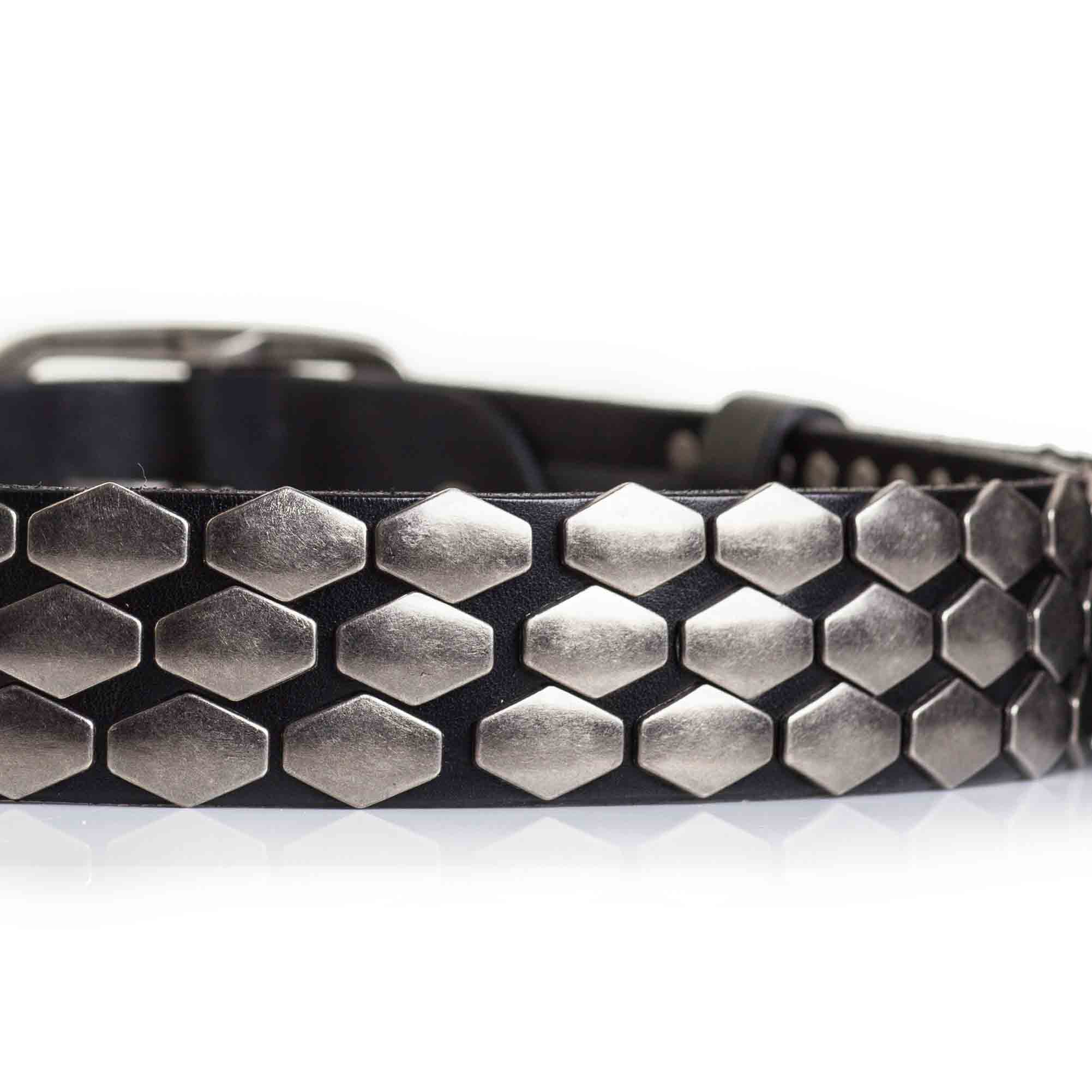 Armadillo Studded Belt Heavy Metal Real Leather