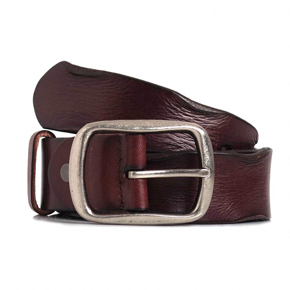 brown leather jeans belt for women silver brushed steel buckle