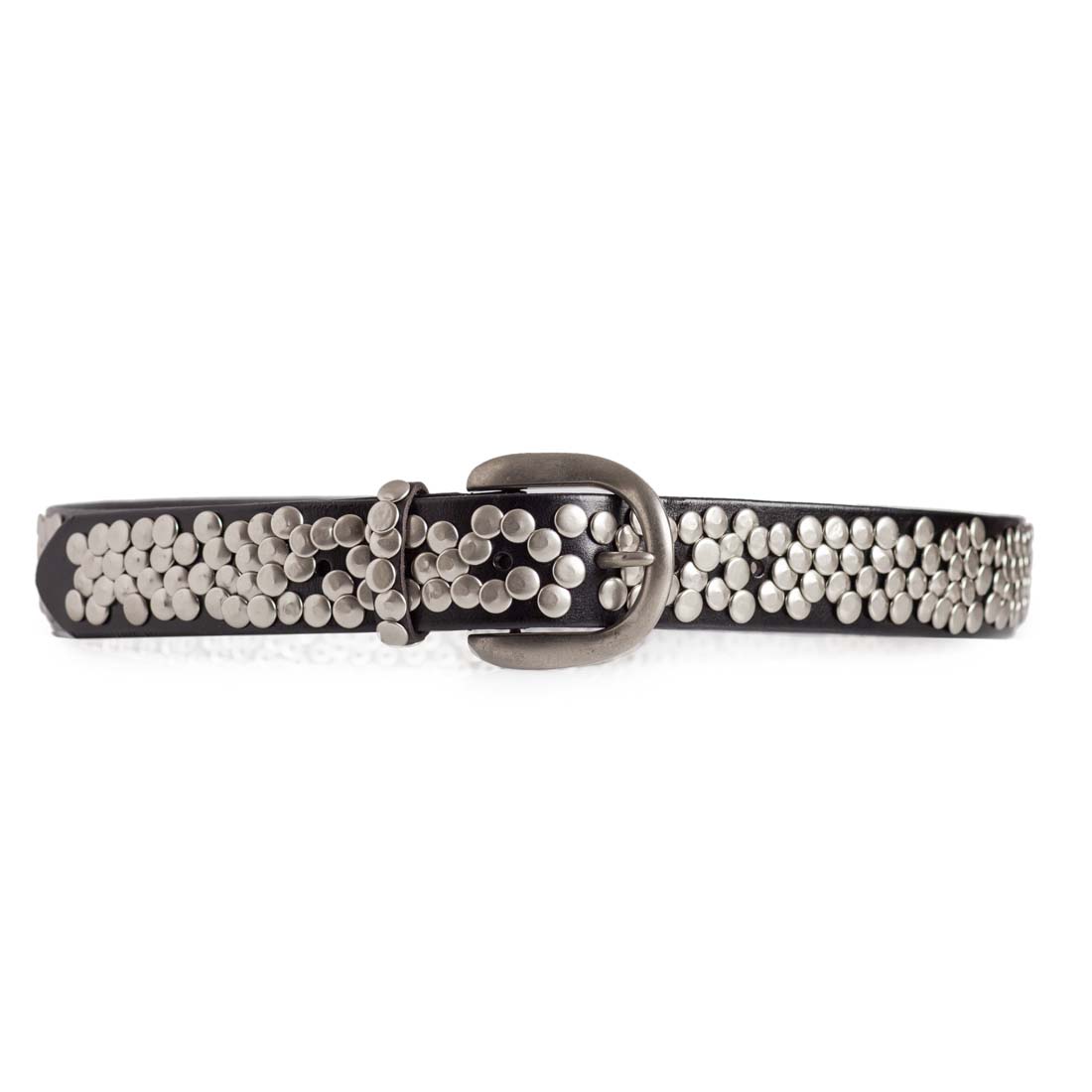 Womens Black Leather Studded Belt Medium Width Sizes 28-42in | LATICCI