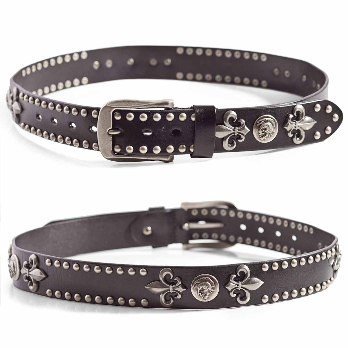 Mens Punk Rock Leather Belt, Metal Studs Belt, Vintage Rock Belt