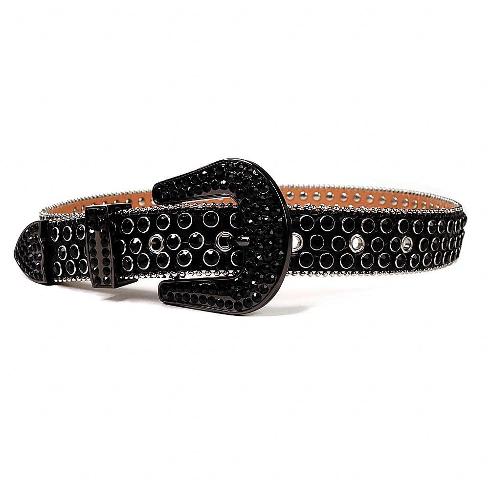 Men's All Black Rhinestone Belt