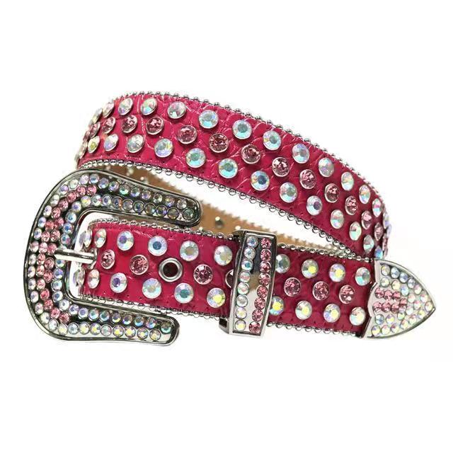 Pink Bling Belt with Rhinestones and Western Buckle