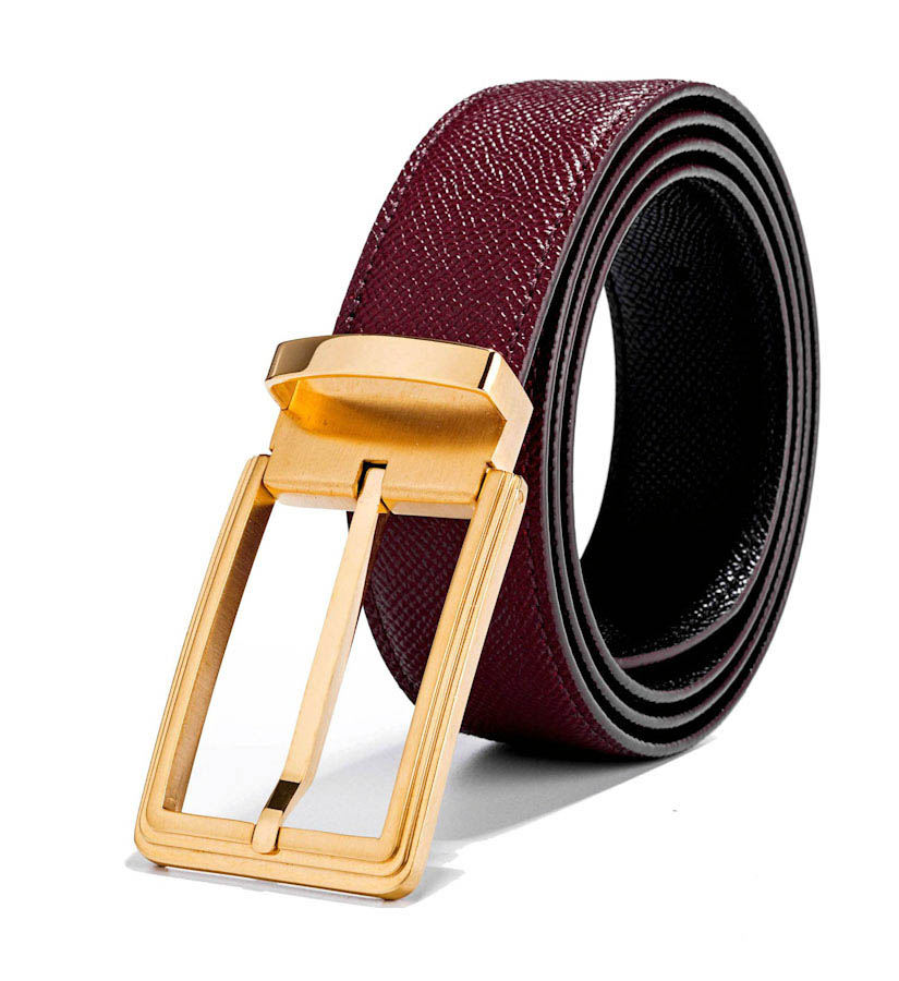 mens dress belt gold buckle