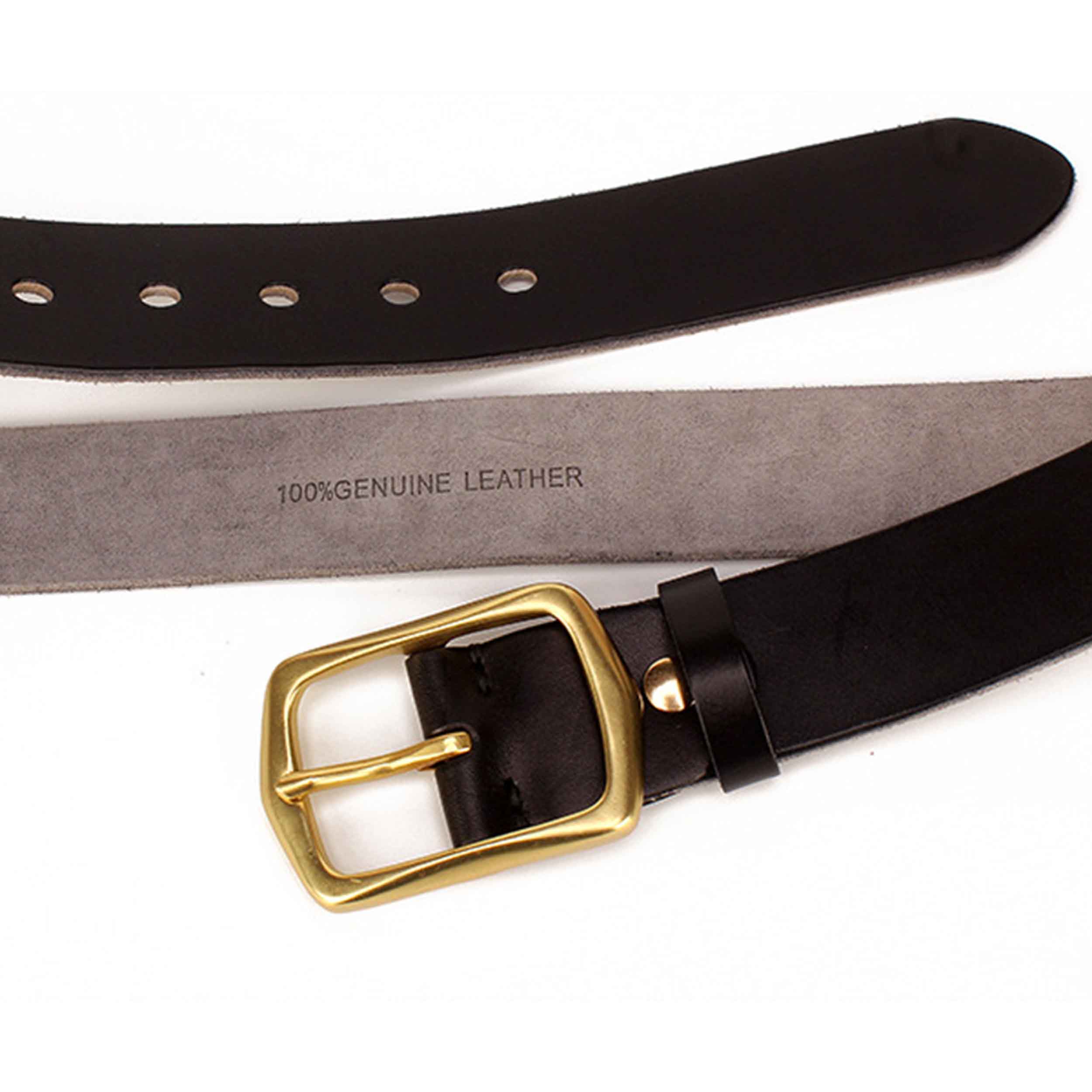 womens real leather belt casual wear black with gold buckle