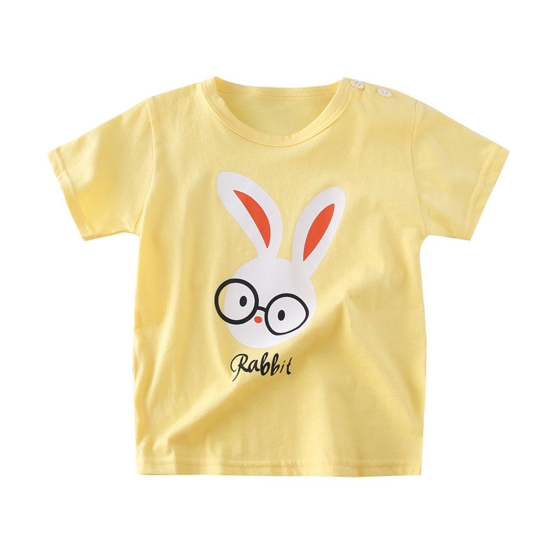 100% cotton tee for girls and boys | yellow cotton tee for kids | toddle tee with cute rabbit